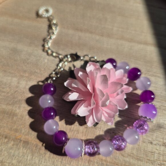 handmade purple bead bracelet - Picture 1 of 6